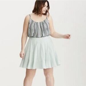 Torrid Geo Stripe Print Georgette Crisscross Cami Blue and green